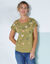 T-shirt boite, imprimé papillons (vert olive)