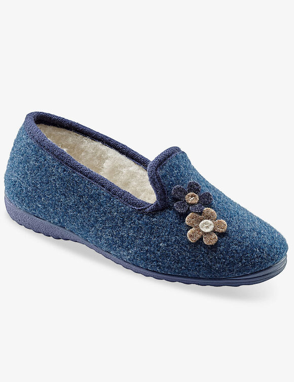 Gesloten pantoffels met bloemetjes (indigo)