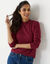 T-shirt col montant manches longues (bordeaux)