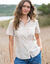 Bloes met korte mouwen en tweekleurige print (wit / beige)