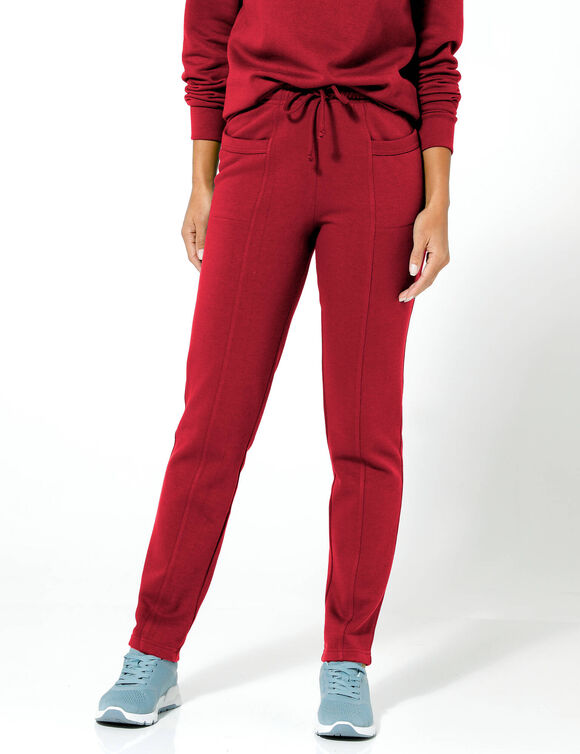 Pantalon jogging, molleton gratt&eacute; (rouge)