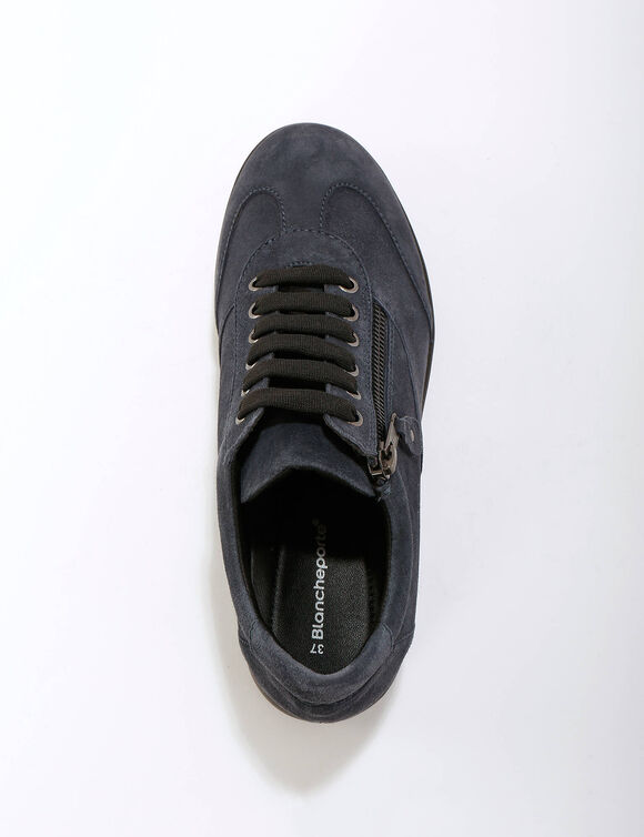 Comfortabele leren sneakers met sleehak, LWG gecertificeerd (grijsblauw)