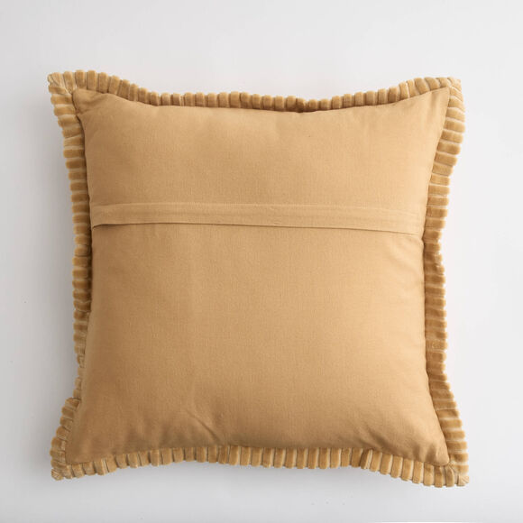 Coussin en velours, finition pliss&eacute;e (miel)