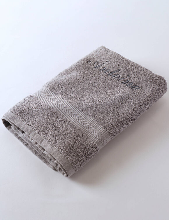 Effen handdoek, zacht comfort, personaliseerbaar (grijs)