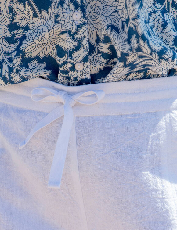 Short uni, coton-lin (blanc)