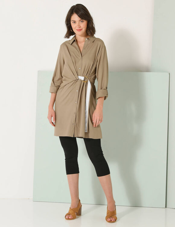 Tunique boutonnée, lien à nouer (taupe)