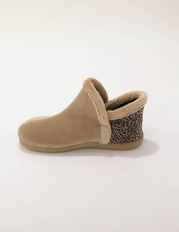 Zachte pantoffels met luipaardmotief (beige)