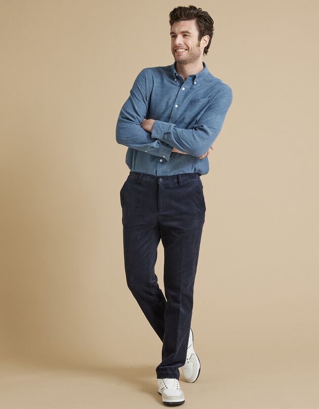 Pantalon velours taille élastiquée sans pince (marine)