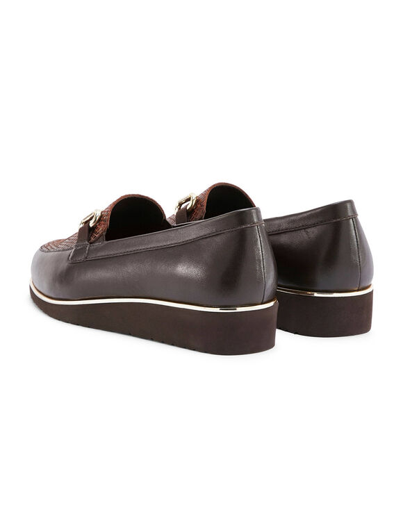 Lederen mocassins met plateauzool, comfortabele breedte (bruin)
