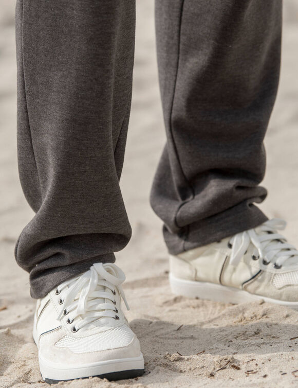 Pantalon jogging molleton bas droits (anthracite chin&eacute;)