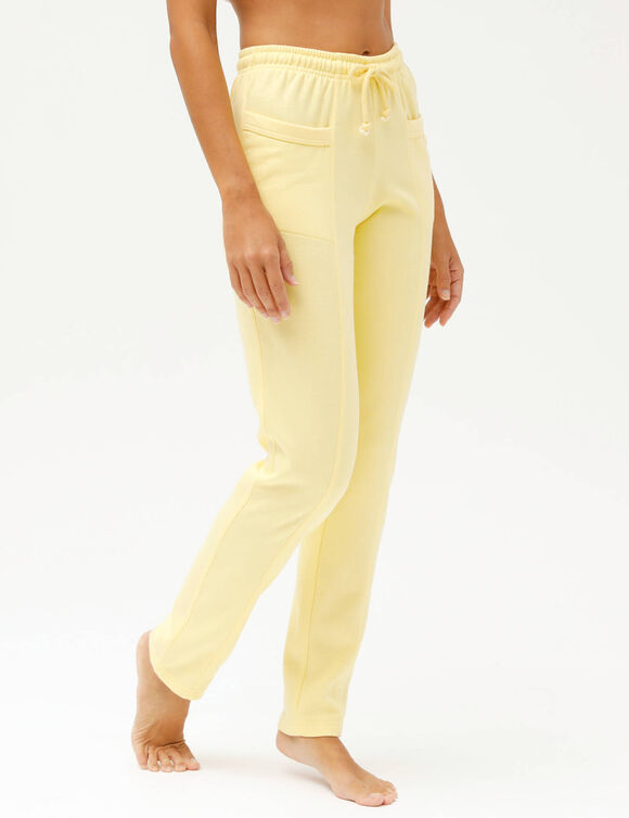 Pantalon jogging, molleton gratt&eacute; (jaune)
