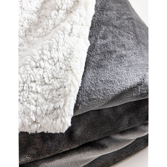 Couverture double face polaire et sherpa (anthracite)