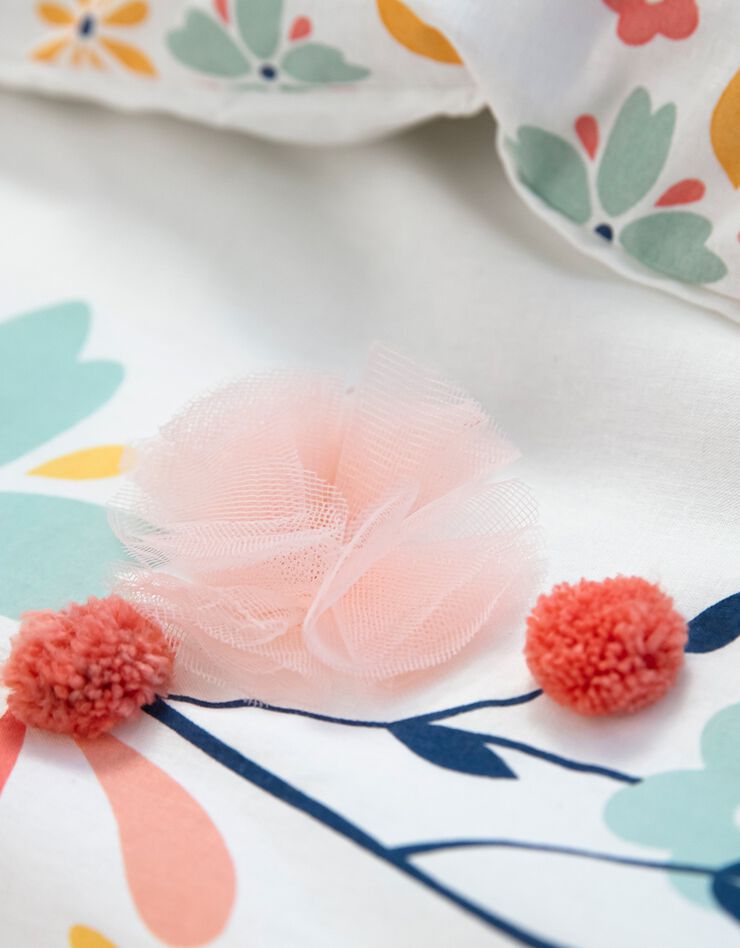 Bedlinnenset Hello met bloemen in tule - katoen (roze / wit)