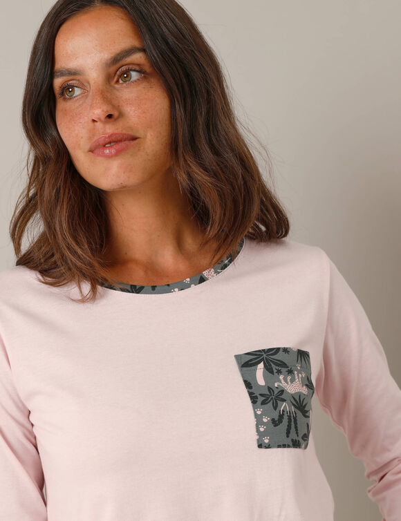 Pyjama met "love" print - katoen (grijs / roze)