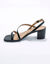 Sandalen met fijne riempjes, kroko-effect en vierkante hak (zwart)