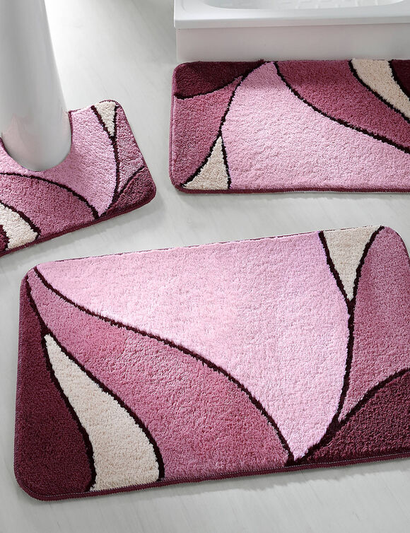 Tapis de bain motif végétal (prune)
