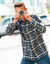 Extralang geruit hemd in flanel (blauw)