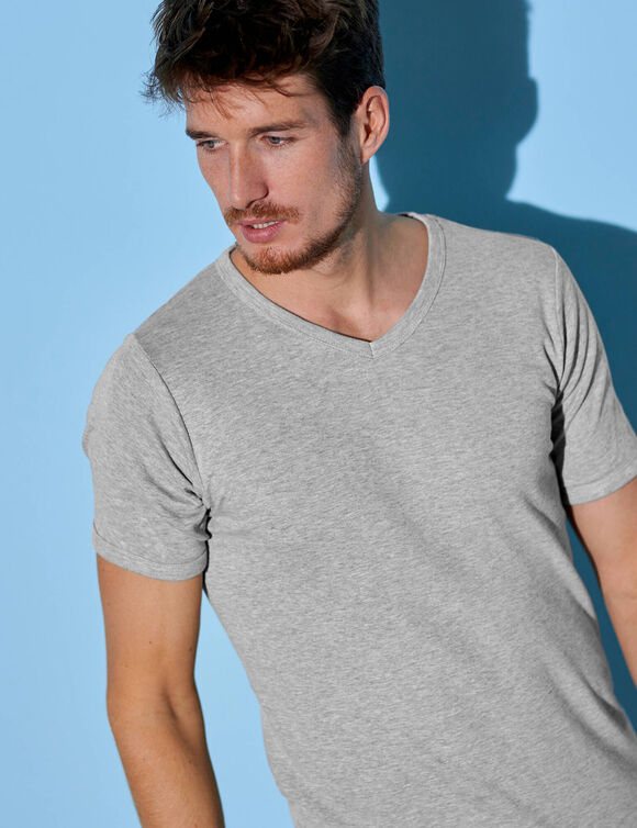 T-shirt sous-vêtement homme col V - lot de 3 (gris chiné)