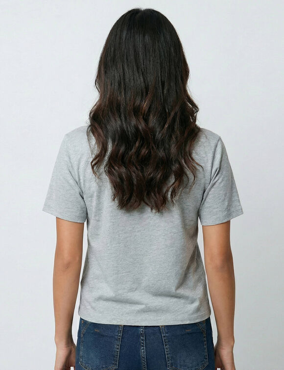 T-shirt bo&icirc;te manches coudes (gris chin&eacute;)