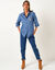 Bloes in chambray, geborduurd hartje (stone)