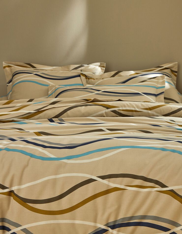 Linge de lit Serpentins en coton imprimé (sable)