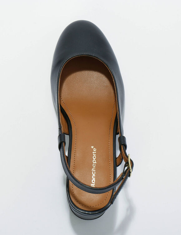 Slingback pumps in leer, LWG-gecertificeerd (zwart)