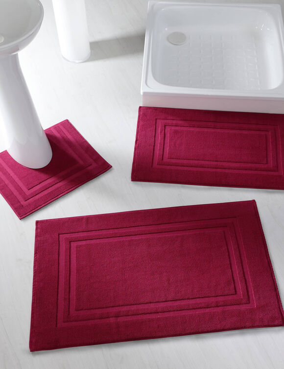 Tapis de bain éponge double liteau (lie de vin)