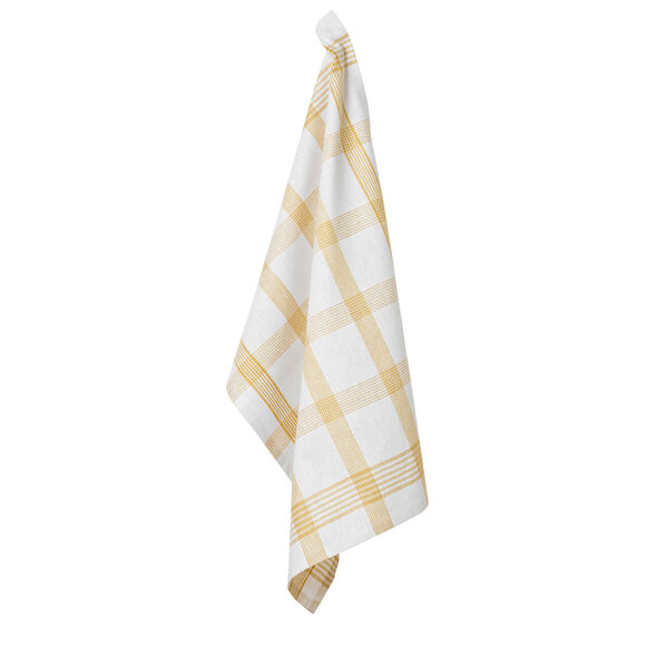 Torchons carreaux coton tiss&eacute; teint - lots (curry / gris)