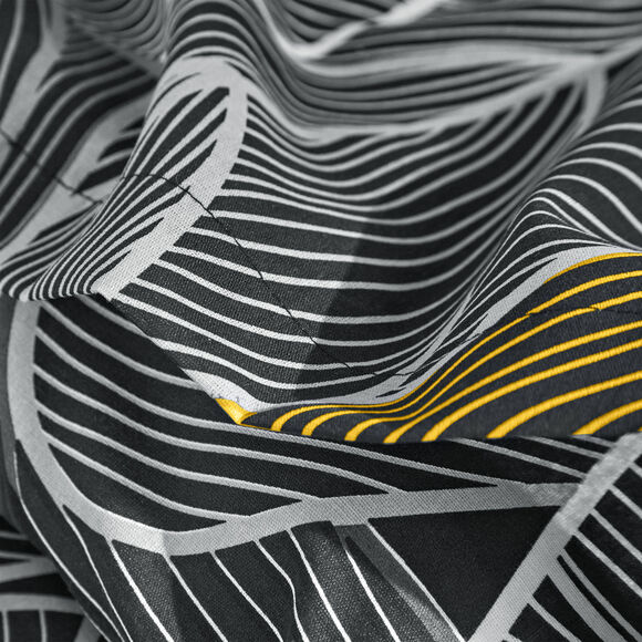 Linge de lit Elsa en polycoton à motifs feuilles (gris)