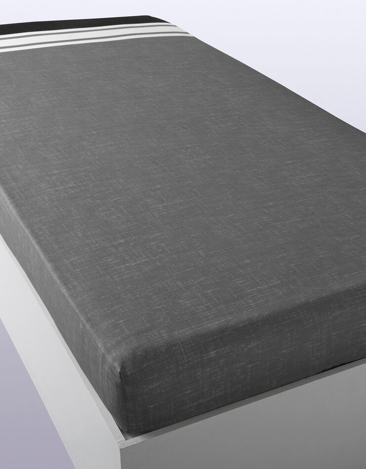 Linge de lit Nathalie coton (gris / noir)