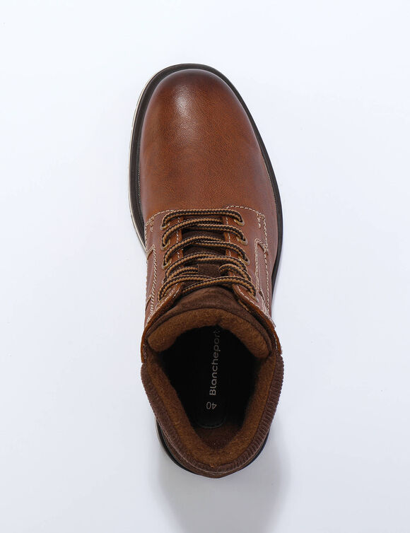 Bottines met veters, leer en velours (bruin)