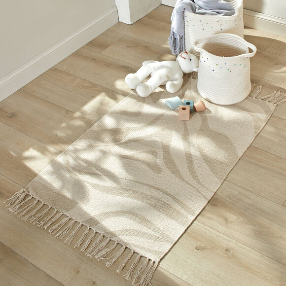 Tapis imprim&eacute; Evald pur coton (naturel)