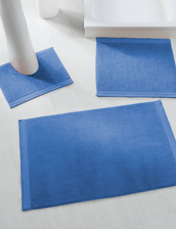 Tapis de bain &eacute;ponge liteau chevron (bleu dur)