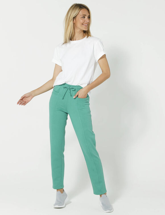 Pantalon jogging, molleton gratté (vert)