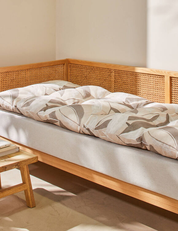 Long coussin de sol imprimé feuillage (sable)
