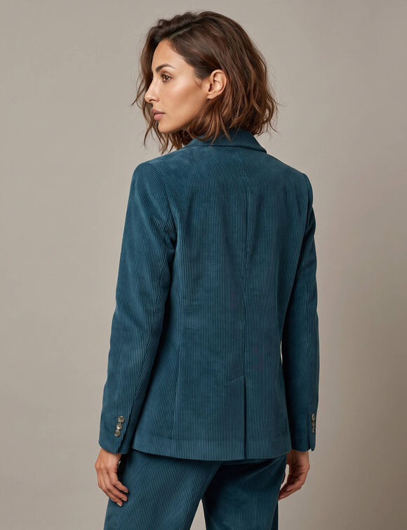 Veste blazer en velours (bleu fonc&eacute;)