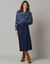 Bloes met ruchekraag en pofmouwen, bloemenprint (blauw)