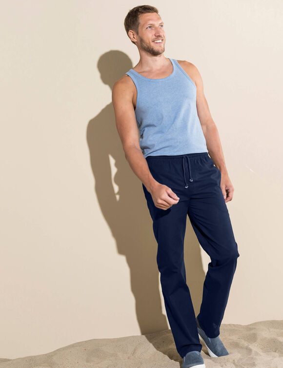 Pantalon toile ceinture &eacute;lastiqu&eacute;e (marine)