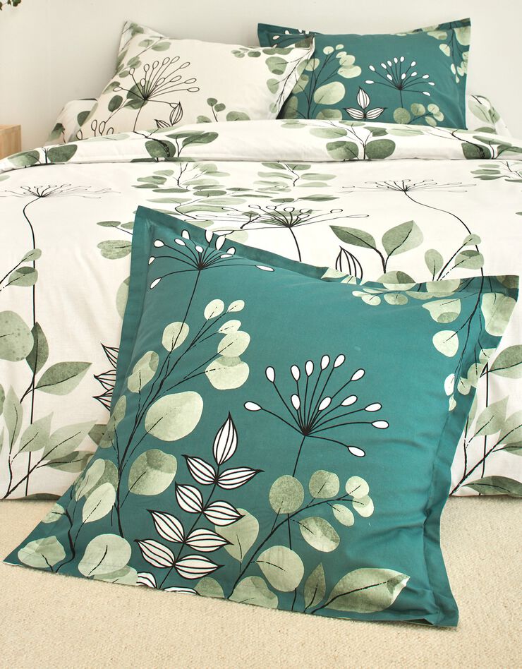 Linge de lit Danae en coton imprimé (vert d'eau)