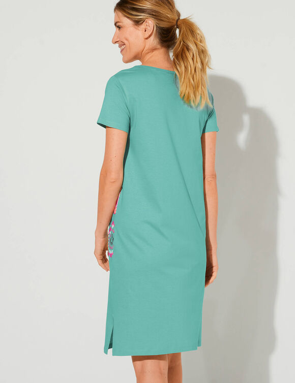 Chemise de nuit courte imprimé rosaces (lagon)