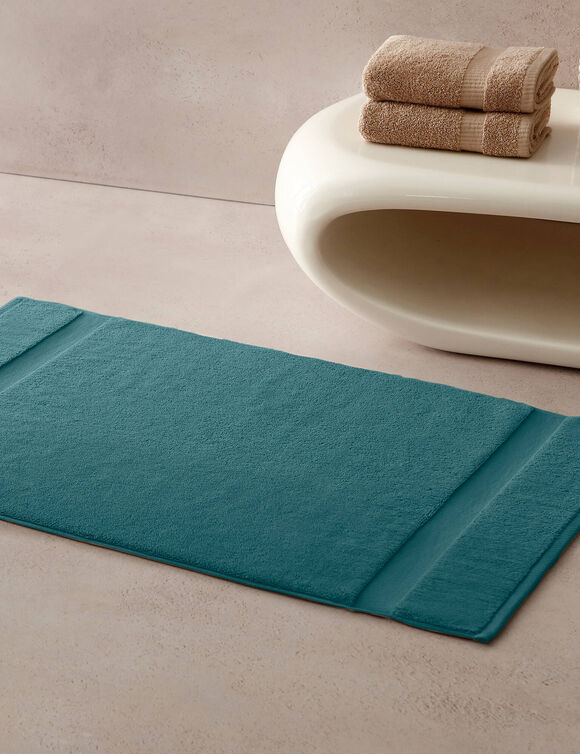 Tapis de bain &eacute;ponge liteau reli&eacute;f&eacute; confort premium (bleu gris&eacute;)