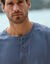 T-shirt Henley confort manches courtes - coton biologique (bleu jean)
