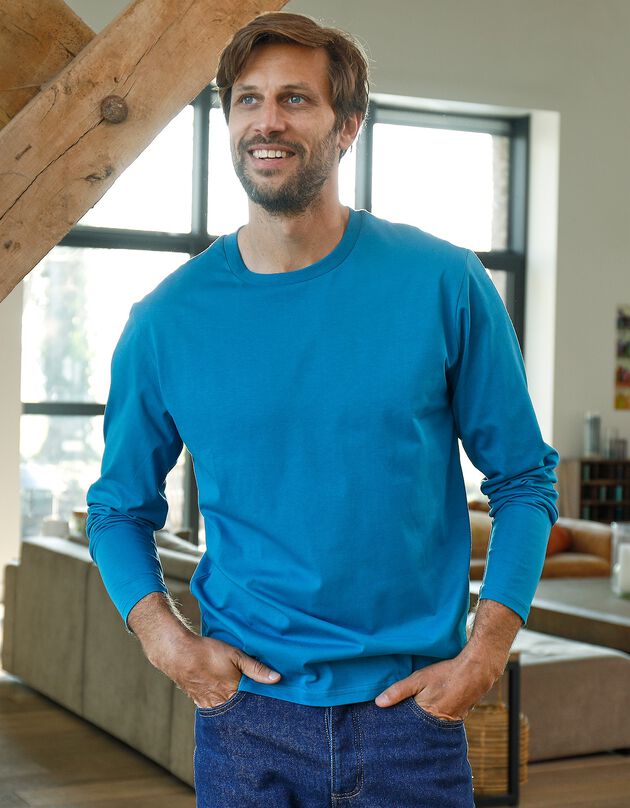 T-shirt met ronde hals en lange mouwen - set van 3 (blauw + bruin + grijs)