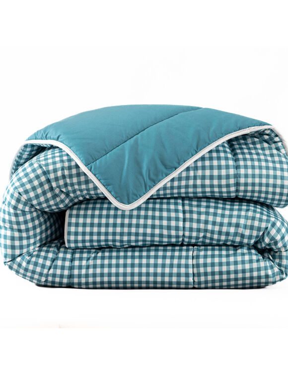 Couette microfibre imprim&eacute; vichy 400 g/m&sup2;  (bleu paon)
