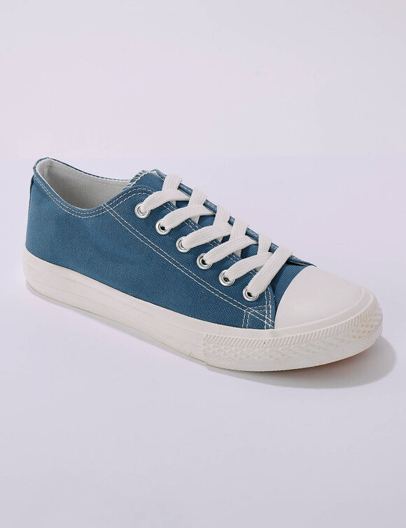 Sneakers in canvas, met veters (blauw)