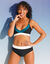 Bikinibeha met colorblock - vaste cups (zwart / smaragd)