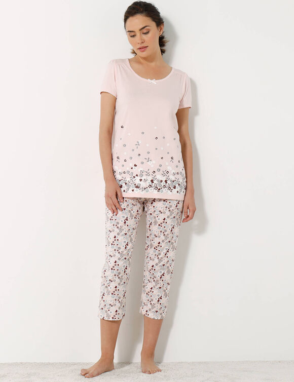 T-shirt imprimé fleurs - manches courtes (rose)
