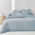 Linge de lit uni en bambou et en lin** (bleu)