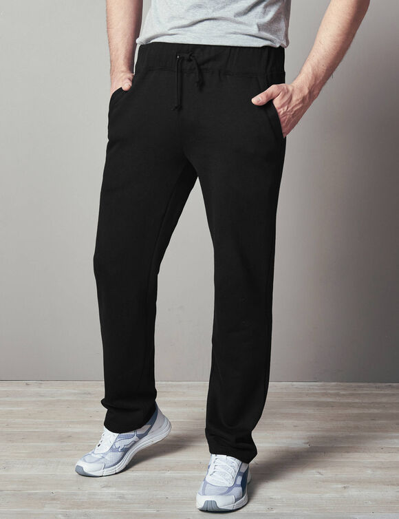 Joggingbroek in molton met rechte pijponderkanten (zwart)