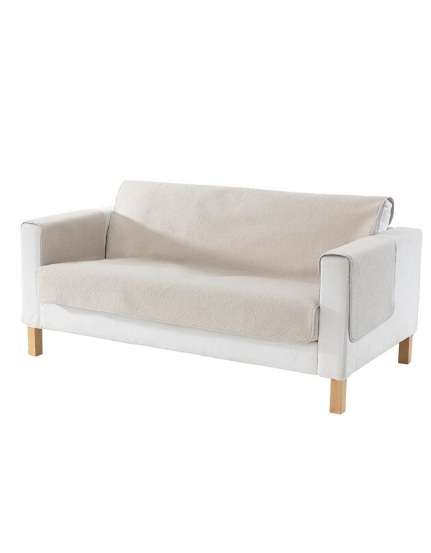 Fauteuil- of zitbankbeschermer in sherpa lusjesstof (naturel)